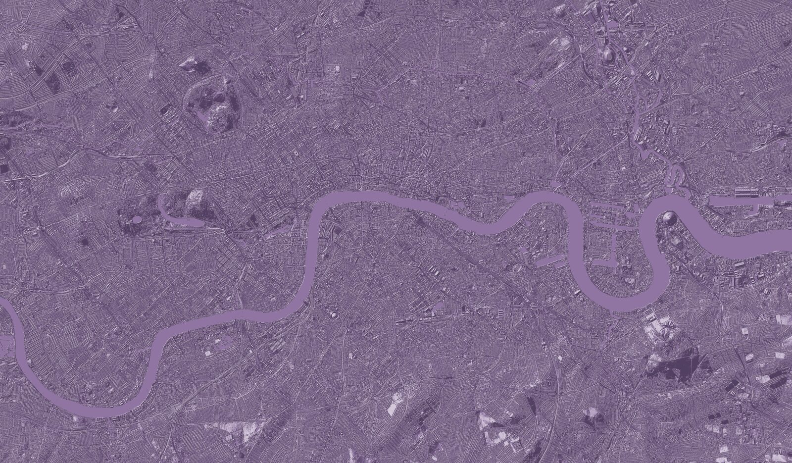 Digital terrain map of London, with the Thames winding through the city